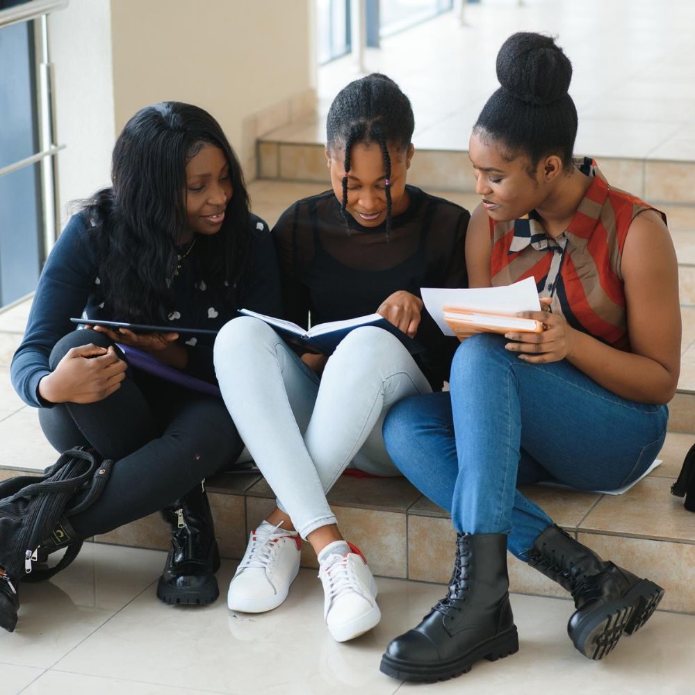Group of young Black women students studying